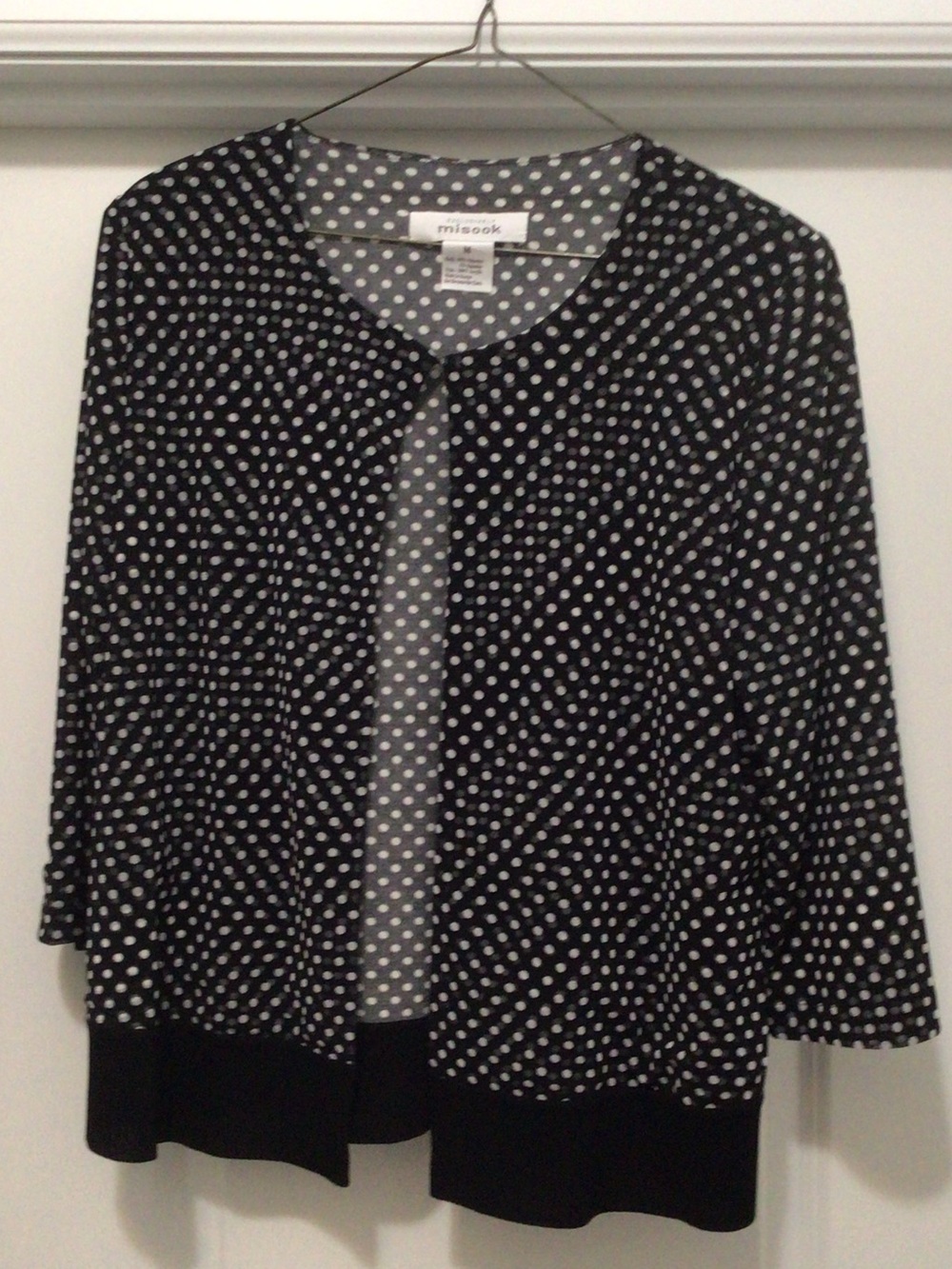 Misook Black with White Polka Dot Open Cardigan